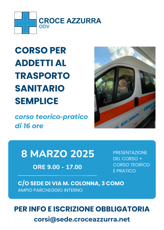 corso 16 ore per addetti Trasporto Sanitario Semplice